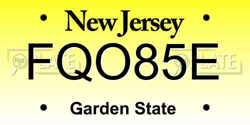 FQO85E New Jersey License Plate