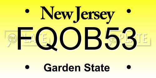 FQOB53 New Jersey License Plate