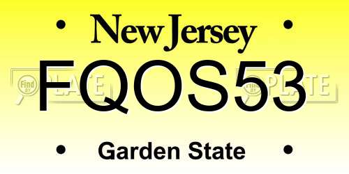FQOS53 New Jersey License Plate