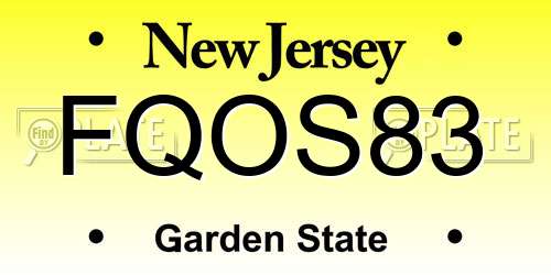 FQOS83 New Jersey License Plate