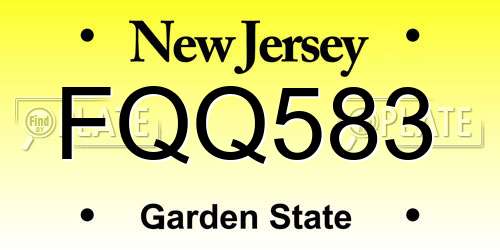 FQQ583 New Jersey License Plate