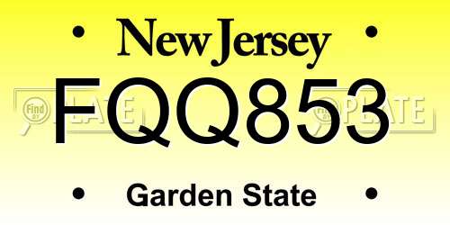 FQQ853 New Jersey License Plate
