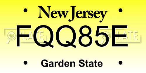 FQQ85E New Jersey License Plate