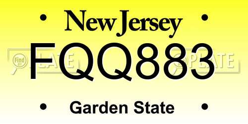 FQQ883 New Jersey License Plate