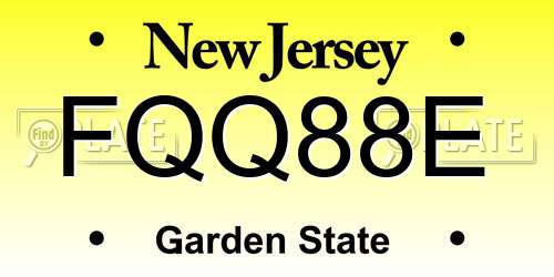 FQQ88E New Jersey License Plate