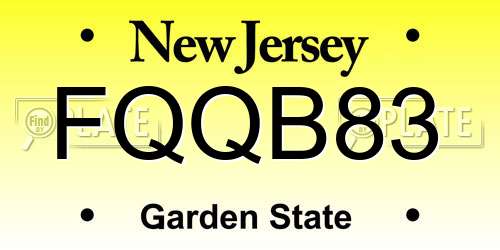 FQQB83 New Jersey License Plate