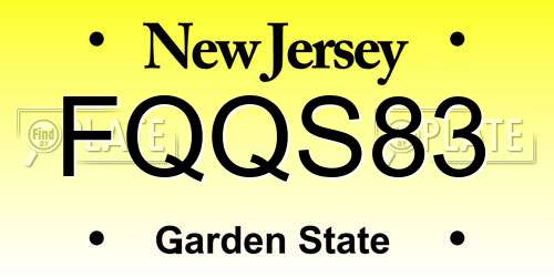FQQS83 New Jersey License Plate