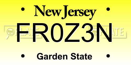 FR0Z3N New Jersey License Plate