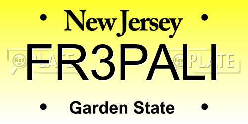 FR3PALI New Jersey License Plate