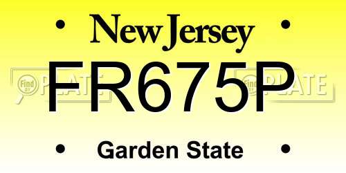 FR675P New Jersey License Plate