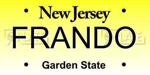 FRANDO New Jersey License Plate