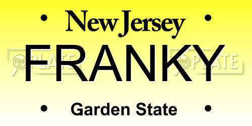 FRANKY New Jersey License Plate