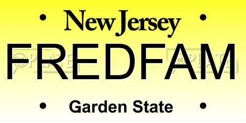 FREDFAM New Jersey License Plate