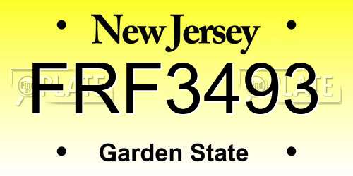 FRF3493 New Jersey License Plate