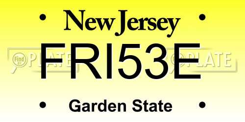 FRI53E New Jersey License Plate