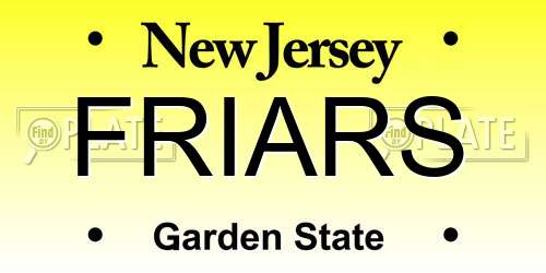 FRIARS New Jersey License Plate