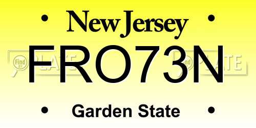 FRO73N New Jersey License Plate