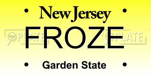 FROZE New Jersey License Plate