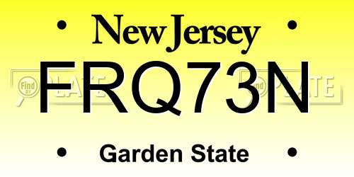 FRQ73N New Jersey License Plate