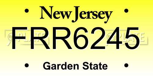 FRR6245 New Jersey License Plate