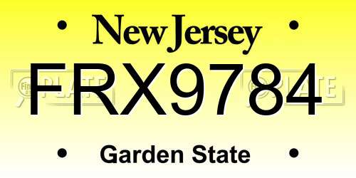 FRX9784 New Jersey License Plate