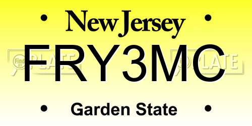 FRY3MC New Jersey License Plate