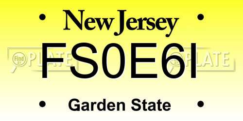 FS0E6I New Jersey License Plate