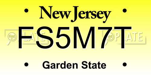 FS5M7T New Jersey License Plate
