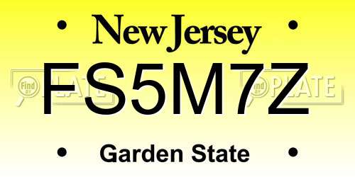 FS5M7Z New Jersey License Plate