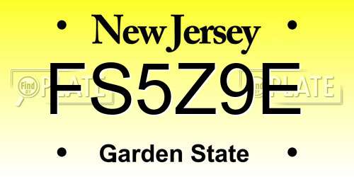 FS5Z9E New Jersey License Plate