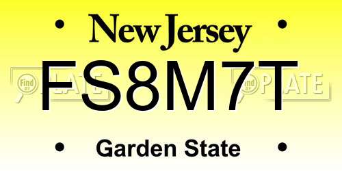 FS8M7T New Jersey License Plate