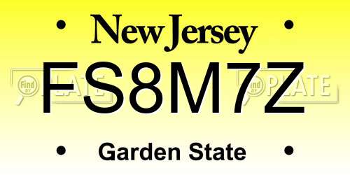 FS8M7Z New Jersey License Plate