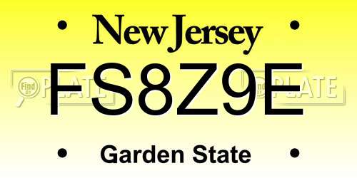 FS8Z9E New Jersey License Plate