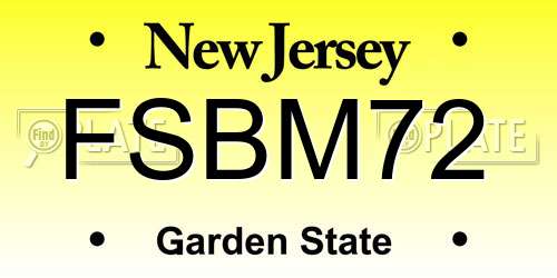 FSBM72 New Jersey License Plate
