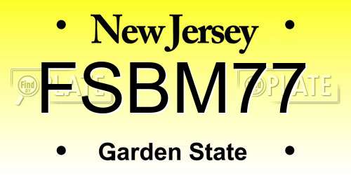 FSBM77 New Jersey License Plate