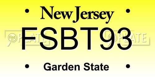 FSBT93 New Jersey License Plate