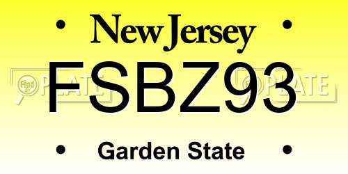 FSBZ93 New Jersey License Plate
