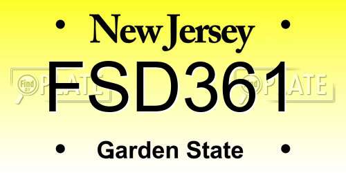FSD361 New Jersey License Plate