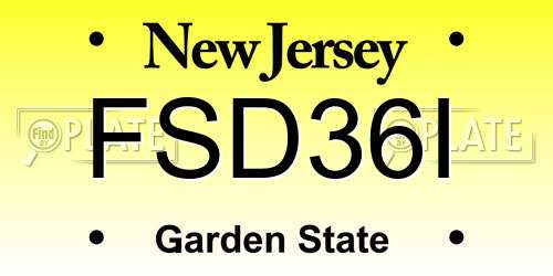 FSD36I New Jersey License Plate