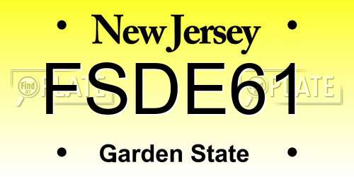 FSDE61 New Jersey License Plate