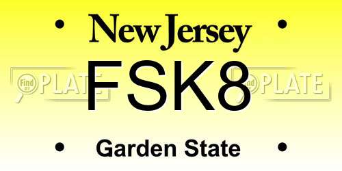FSK8 New Jersey License Plate