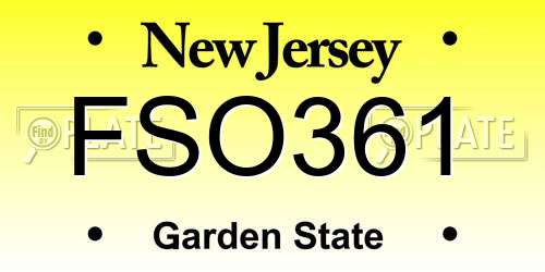 FSO361 New Jersey License Plate