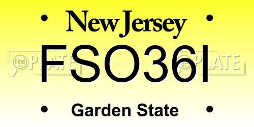 FSO36I New Jersey License Plate