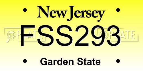 FSS293 New Jersey License Plate
