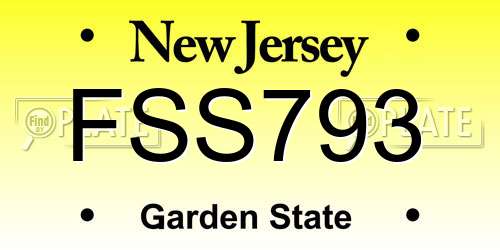FSS793 New Jersey License Plate