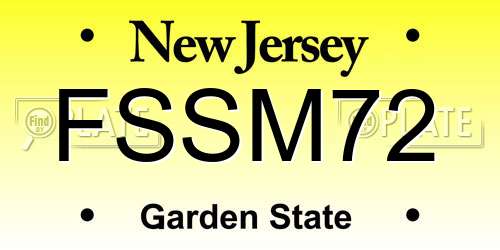 FSSM72 New Jersey License Plate