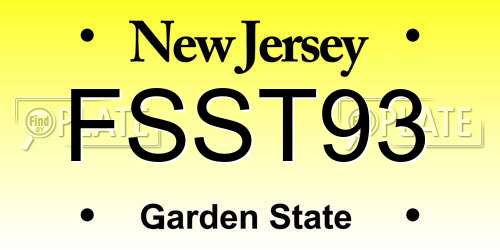 FSST93 New Jersey License Plate