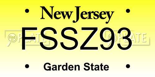 FSSZ93 New Jersey License Plate