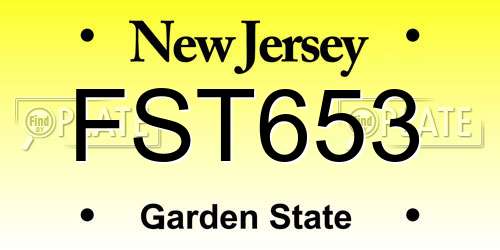 FST653 New Jersey License Plate