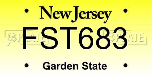 FST683 New Jersey License Plate